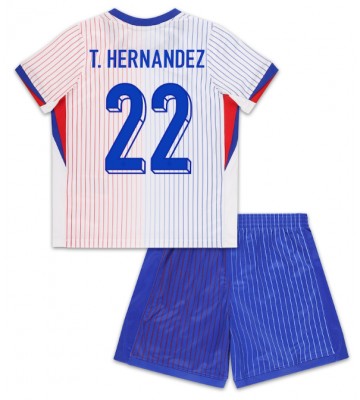 Frankrike Theo Hernandez #22 Borta Kläder Barn EM 2024 Kortärmad (+ Korta byxor)